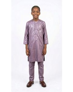Bazin traditionnel Africain violet Gar&ccedil;on 6-12 ans