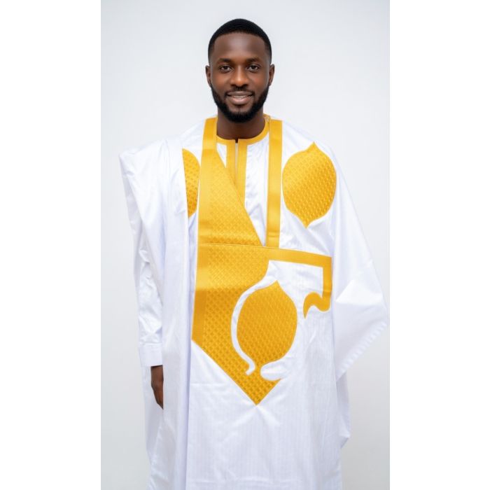 Boubou blanc style africain pour homme