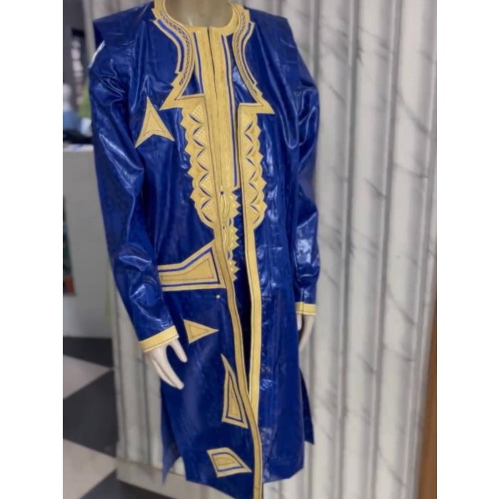 Costume agbada bleu pour homme en getzner