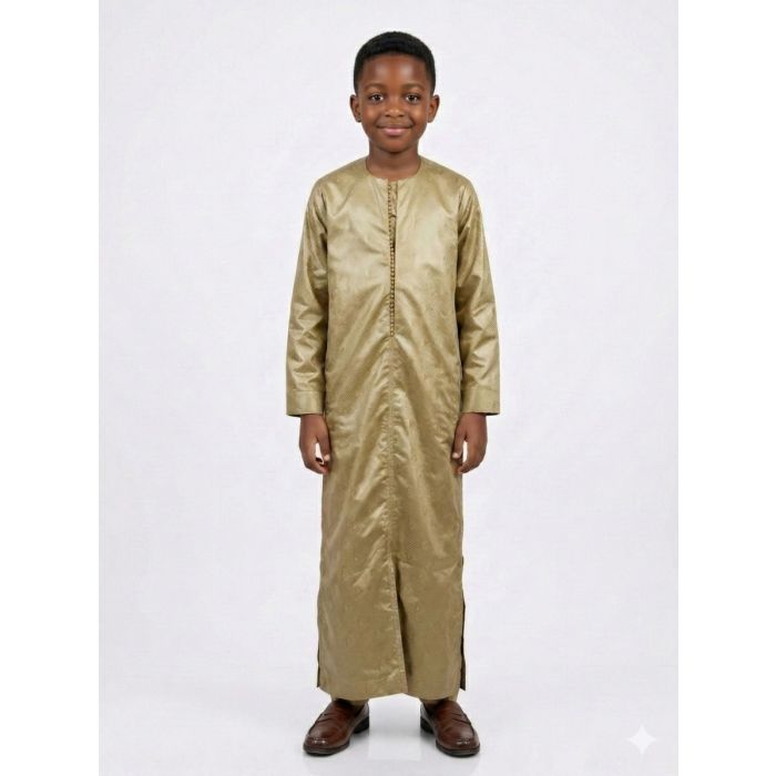 Bazin traditionnel Africain marron Garçon 6-12 ans