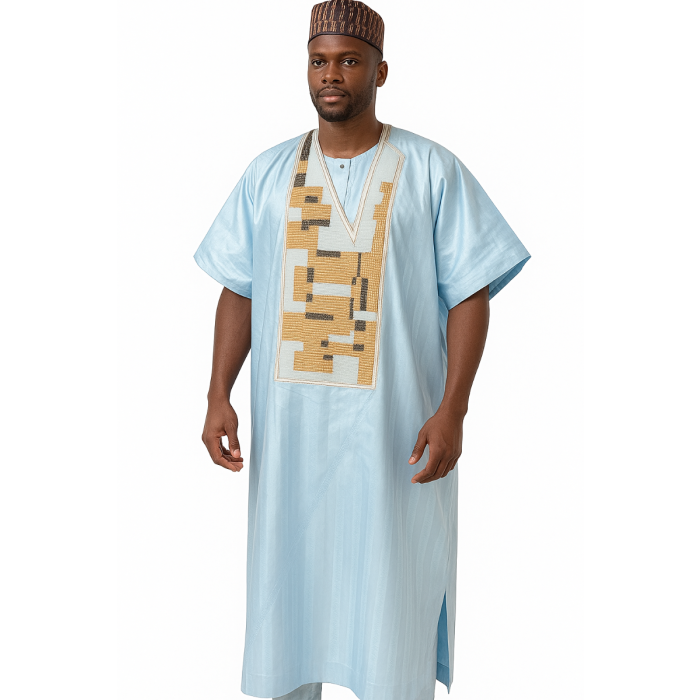 Bazin traditionnel bleu malien