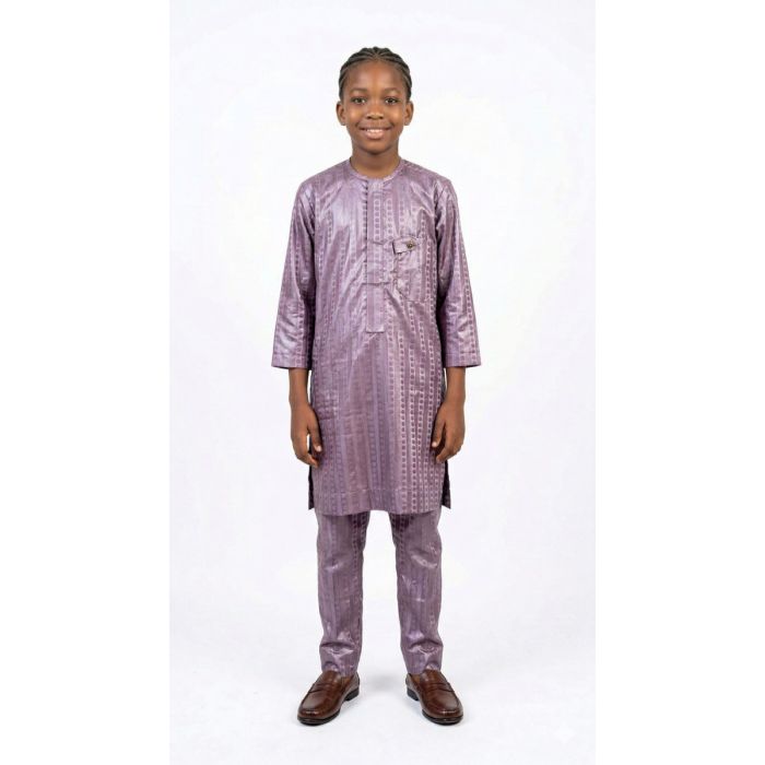 Bazin traditionnel Africain violet Garçon 6-12 ans