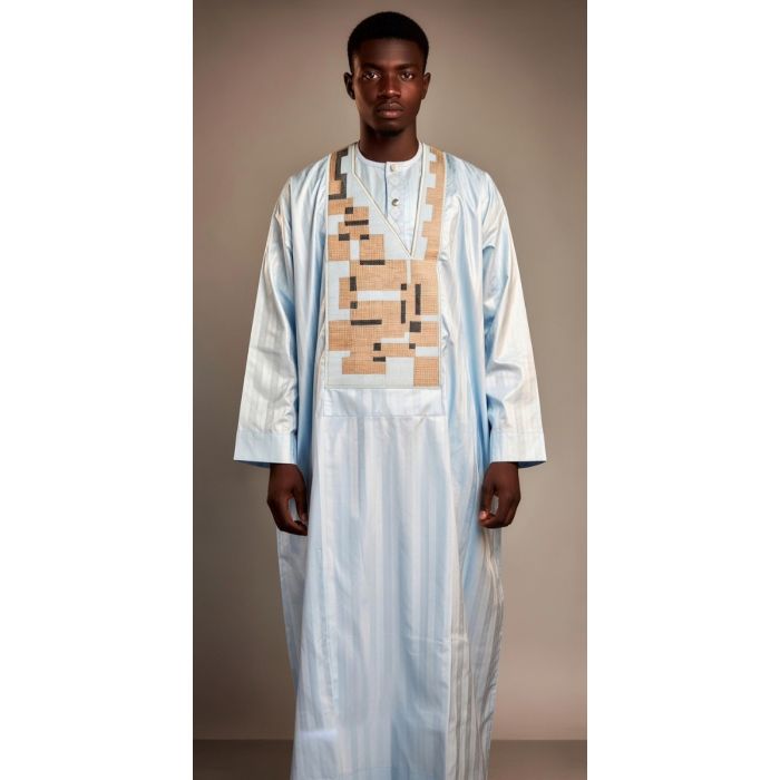 Bazin getzner bleu pour homme style africain