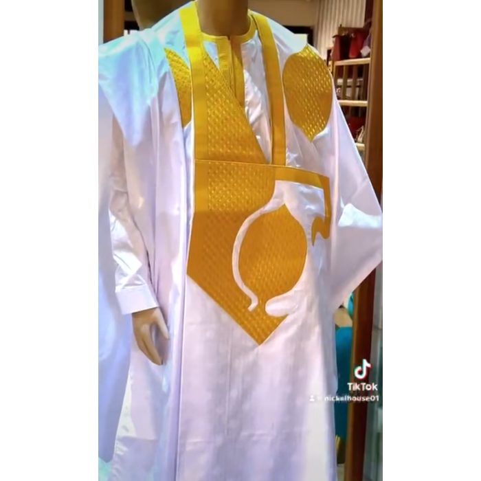 Boubou blanc style africain pour homme