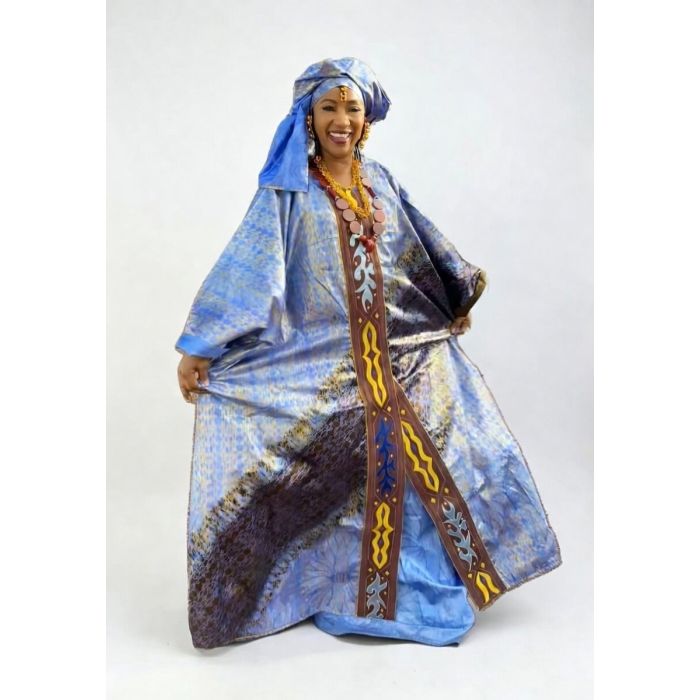 Robe en bazin riche bleu piur femme style africain