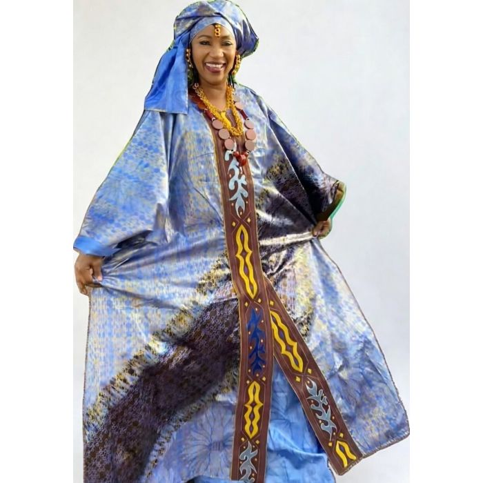 Robe en bazin riche bleu piur femme style africain