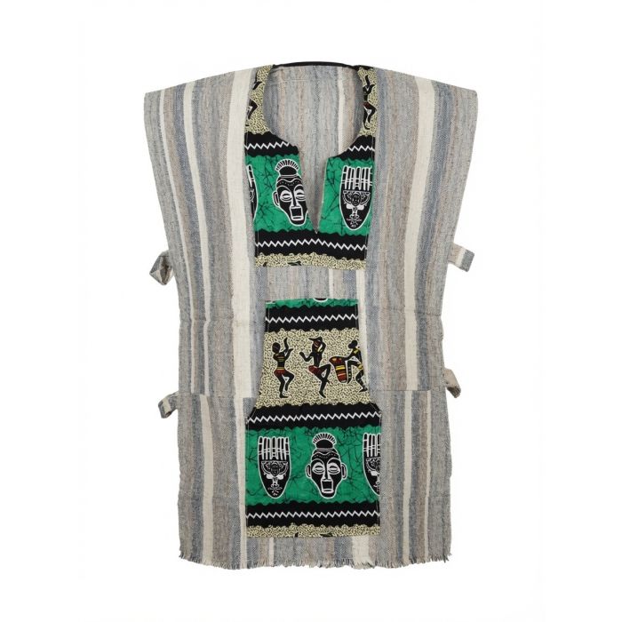 Tunique Traditionnelle Homme Gris Naturel – Sans Manches en Coton Tissé