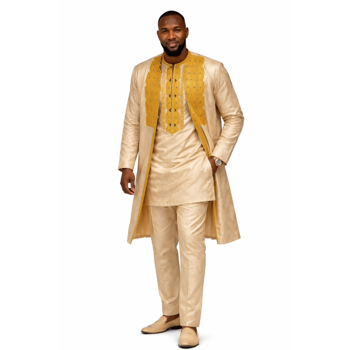 Ensemble Traditionnel Africain 3 Pièces – Élégance Royale