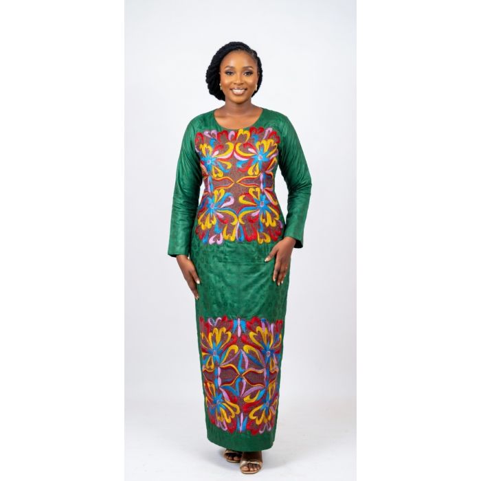 Robe verte getzner avec broderies