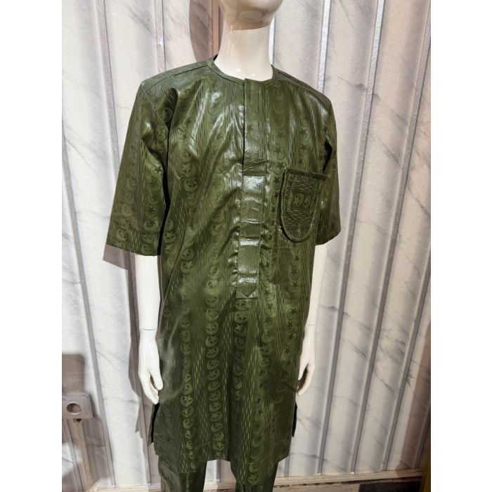 Bazin vert Africain Glow Garçon 6-12 ans