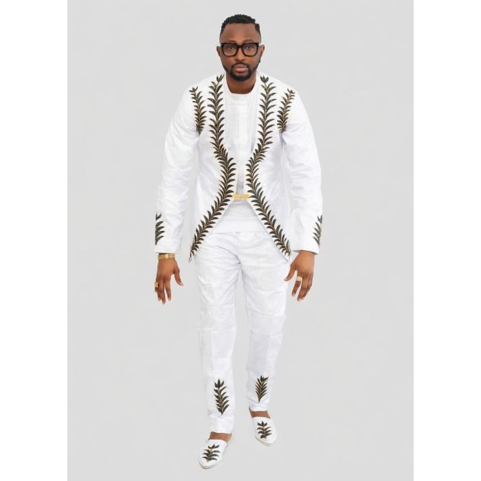 Costume blanc africain pour homme style malien