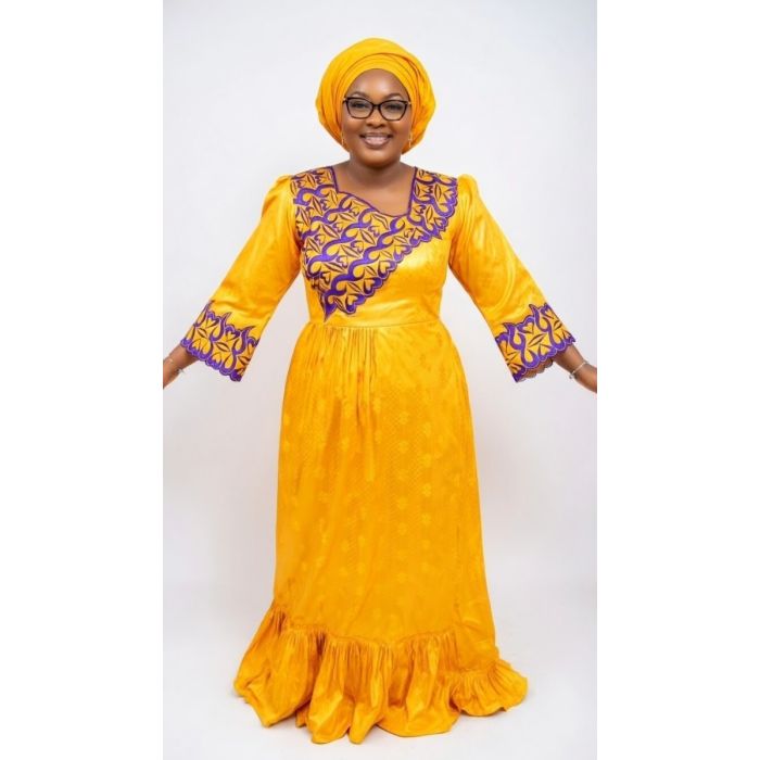 bazin orange femme