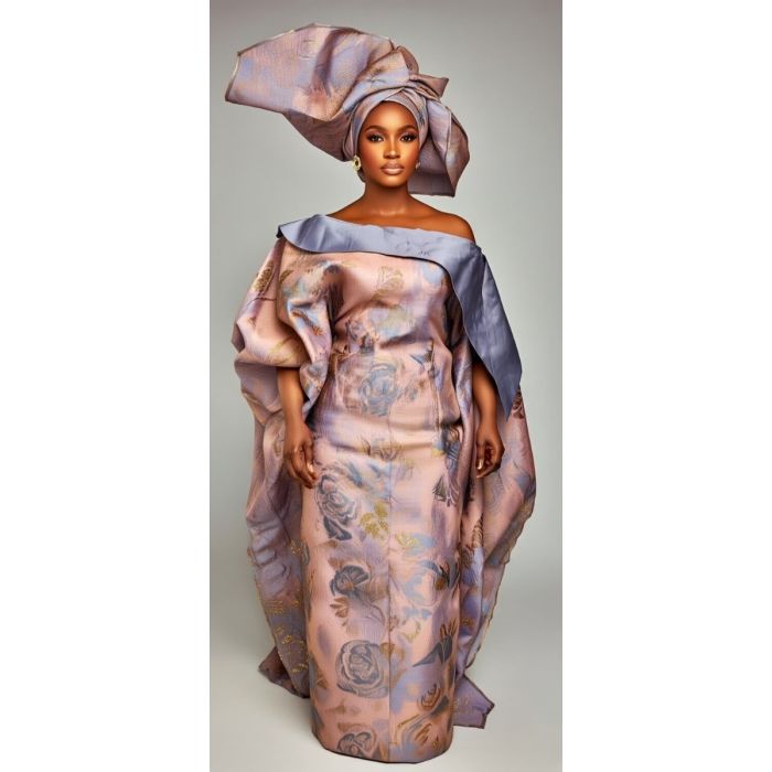 Robe satin florale coupe africaine