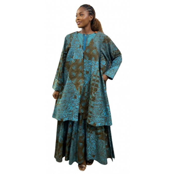 Robe wax bleu style africain