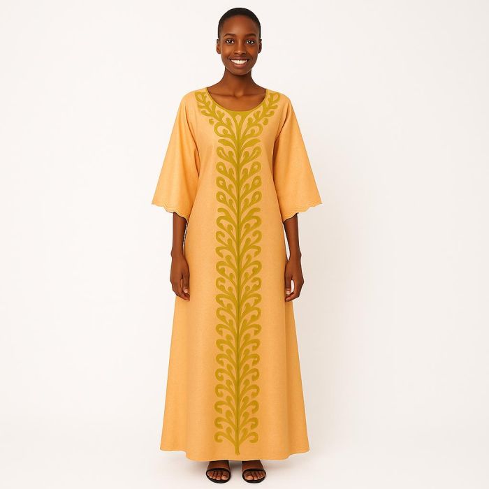 Robe jaune africain avec broderie