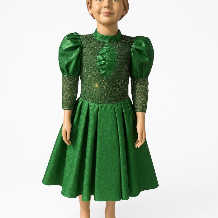 Robe verte pour enfant african style 10 à 13 ans