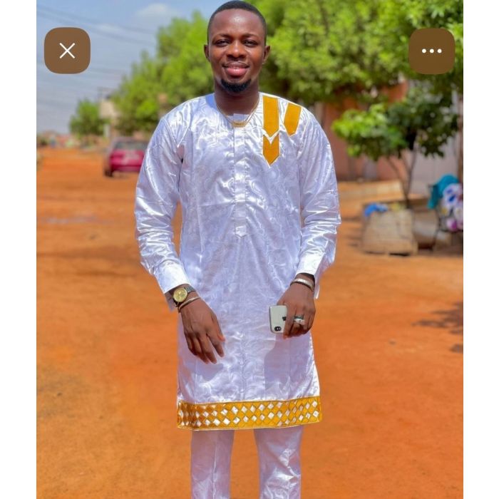 Bazin blanc or africain pour homme