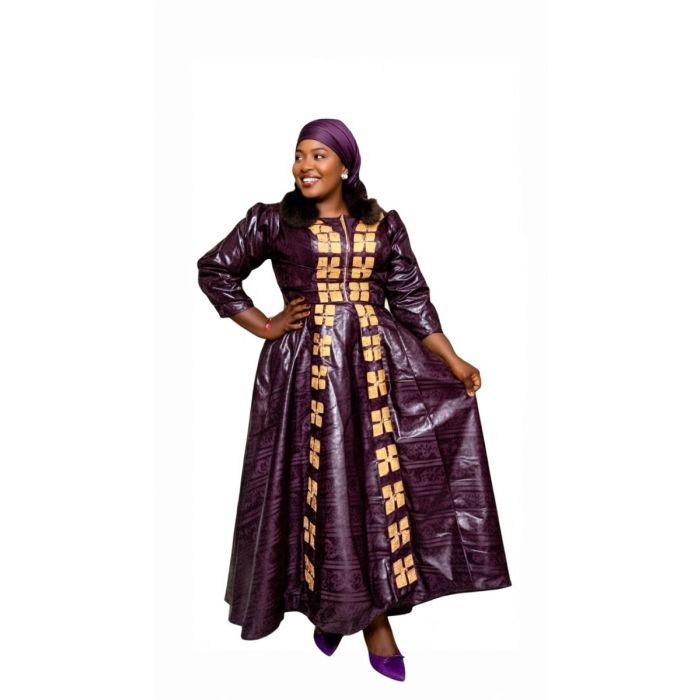Robe en bazin riche marron pour femme