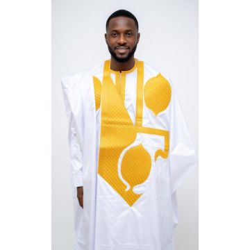 Boubou blanc style africain pour homme