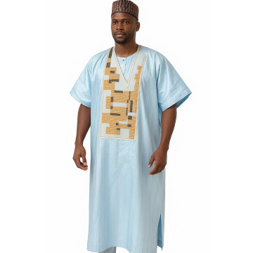 Bazin traditionnel bleu malien