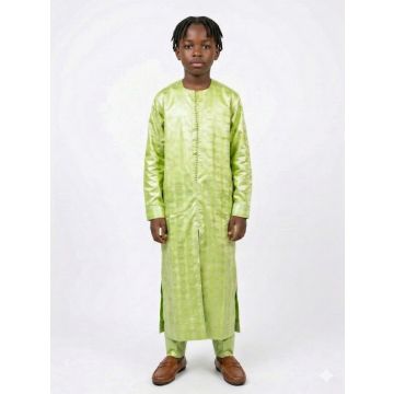 Bazin traditionnel Africain vert Garçon 6-12 ans