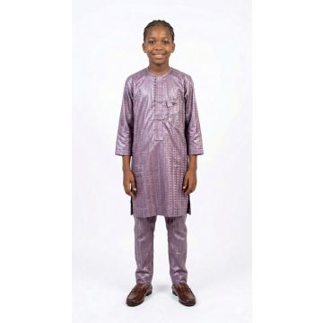 Bazin traditionnel Africain violet Garçon 6-12 ans