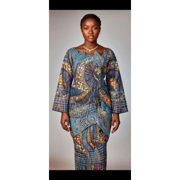 Robe sophistiquée bleu africain
