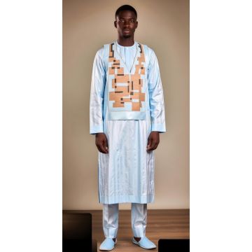 Bazin getzner bleu pour homme style africain