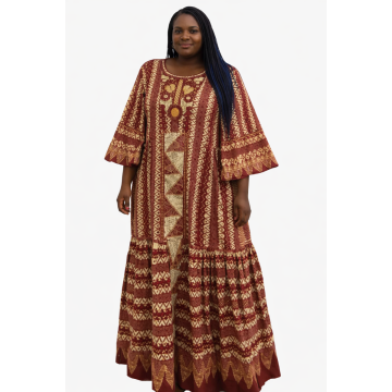 Robe style tribale rouge orangée