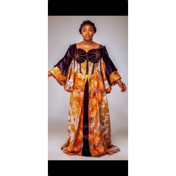 Robe royale dorée inspiration africaine - woodin avec perlage