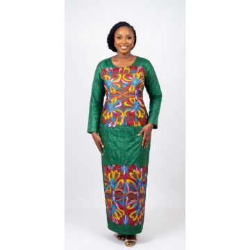 Robe verte getzner avec broderies