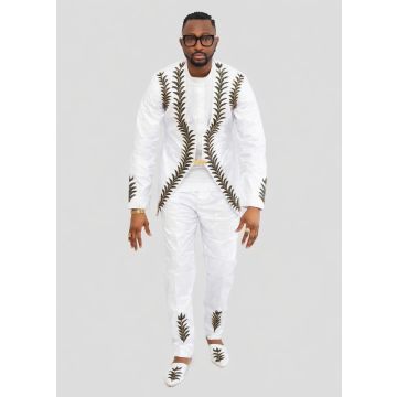 Costume blanc africain pour homme style malien