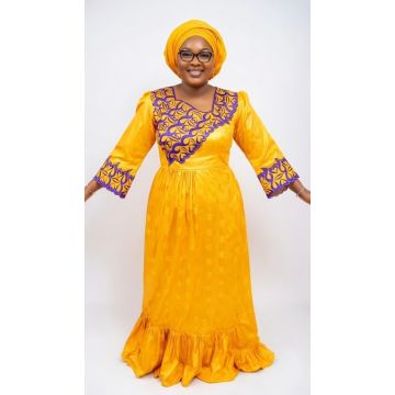 bazin orange femme