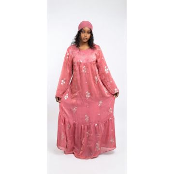Robe rouge florale