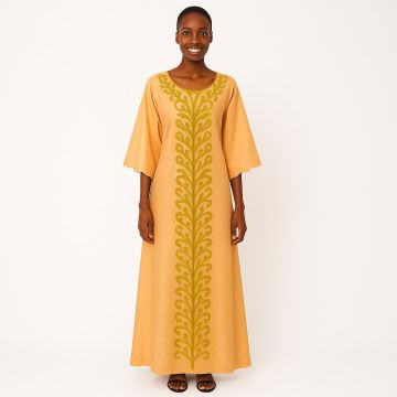 Robe jaune africain avec broderie