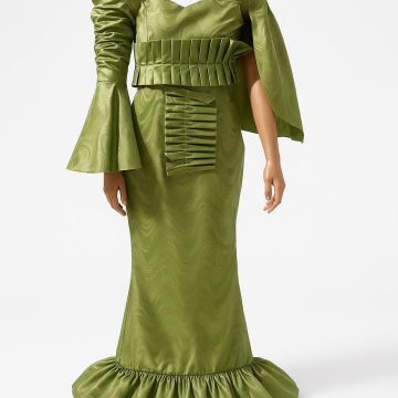 Robe longue verte en bazin pour fille de 10 à 13 ans