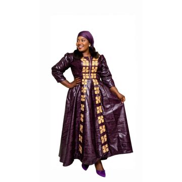 Robe en bazin riche marron pour femme