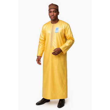 Bazin getzner jaune pour homme style africain 