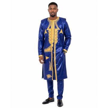 Costume agbada bleu pour homme en getzner