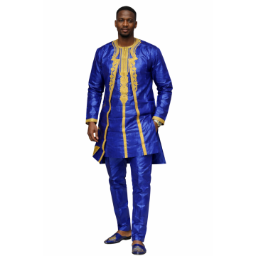Costume agbada bleu pour homme en getzner